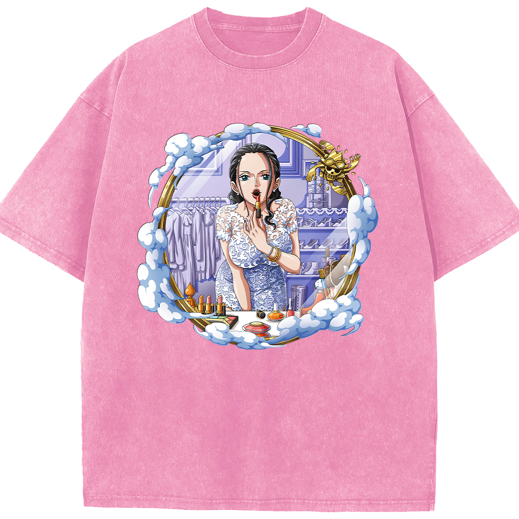 ワンピース ニコ・ロビン ONE PIECE Nico Robin 綿100% ヴィンテージ風 半袖Tシャツ（フロントプリント）